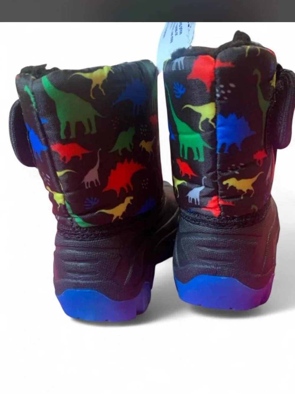 Kids Winter Boots Colorful Dinosaur Print - Waterproof Snow Boots
